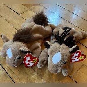 Two versions of Derby the horse Beanie Baby